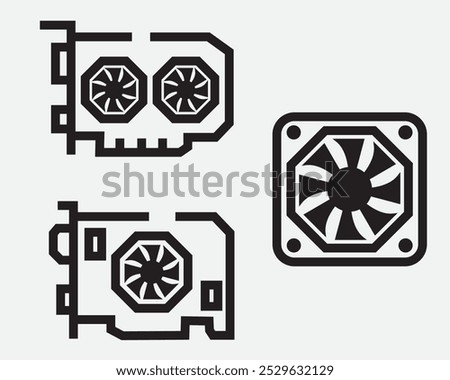 VGA graphic card chip outline icon design.computer hardware semiconductor pictogram symbol