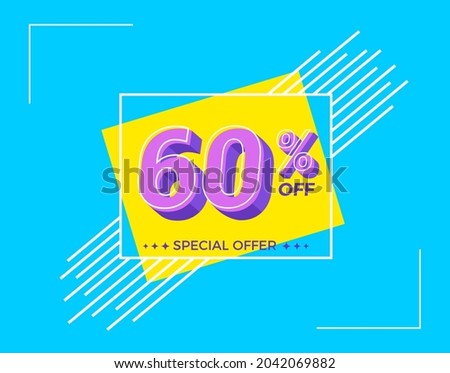 60% OFF Sale. Discount price. Special offer. Discount promotion. Special offer with sale discount. Banner for 60% off offers. Design Template Concept.