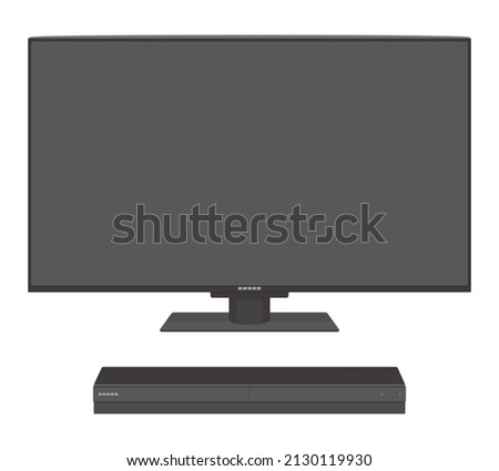 Vector illustration of TV with blu-ray and dvd player isolated on background.