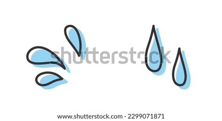 Vector illustration of hand drawn sweat droplets and teardrops isolated on background. Cute sweat droplets and teardrops icon drawn in doodle style with marker pen.