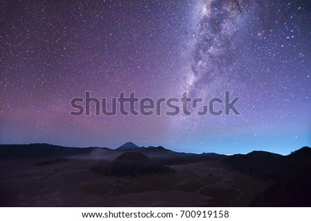 Similar – Image, Stock Photo Night sky over erupting volcano in Spain