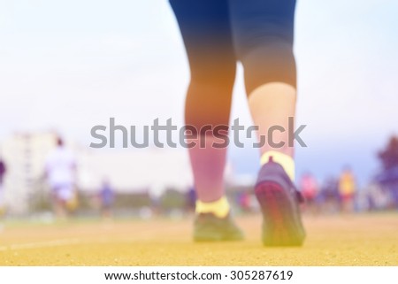 Jogging outdoors,People like jogging for health,blurs focus
