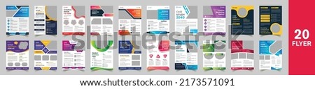 a bundle of 20 templates a4 size, Corporate business flyer template set, modern, business, real estate, marketing, conference, school admission, case study, house sale, flyer design template
