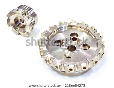 Disc mill cutters for metal of different widths isolated white background Photo stock © 