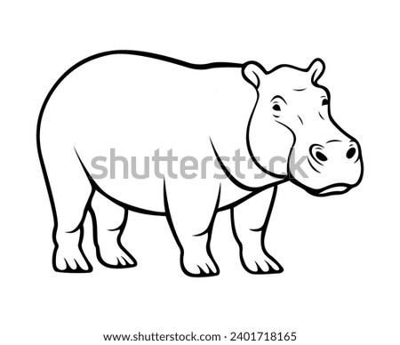 Hippopotamus vector illustration. Hippo, drawing, animal, beast, symbol, image, emblem on a white background. Flat style hippo figure for graphic and web design, logo, tattoo and more.