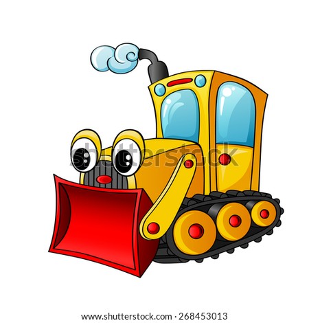 Funny Cartoon Bulldozer Stock Vector Illustration 268453013 : Shutterstock