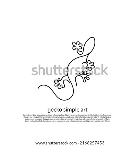 simple gecko line art vector illustration