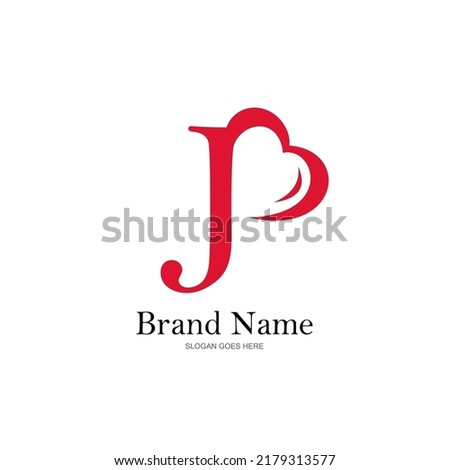 logo letter J and heart. vector combination of letter J and love. red heart with simple letter J Stock fotó © 