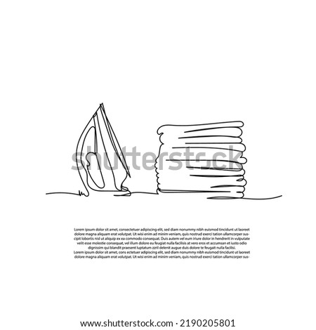 continuous line stack of clean and ironed clothes.single line vector illustration.isolated white background