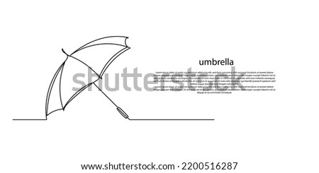 continuous line umbrella. line drawing of umbrella lying ready to use during the rainy season. abstract umbrella line art