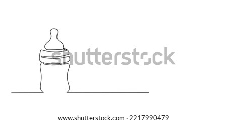 baby bottle continuous line. baby bottle line drawing isolated on white background