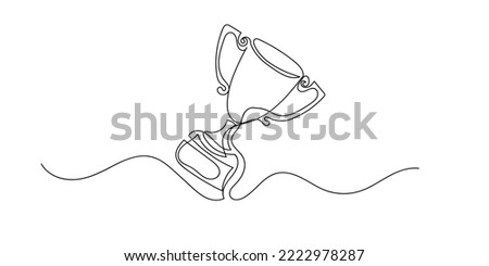 continuous line of trophies. single line drawing of trophy isolated on white background. trophy award to the winner of the competition