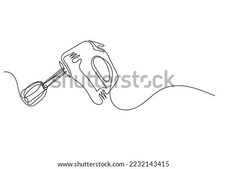 continuous line of bread dough mixer. one line drawing of cake dough mixer