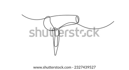 continuous line hair dryer.single line hair dryer vector.beauty salon tools.isolated white background