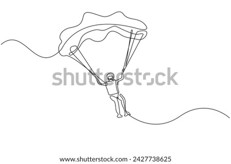 continuous line sport parachute diving.one line drawing of sport parachuting. paragliding vector line art