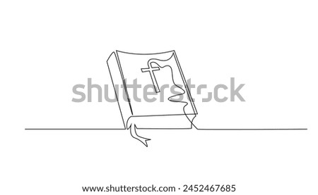 continuous line bible.abstract single line christian bible.line vector illustration