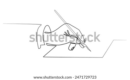 continuous line of hand writing with pen and paper. single line drawing writing on a sheet of paper, banking, bills, employment contract, school. single line abstract writing activity