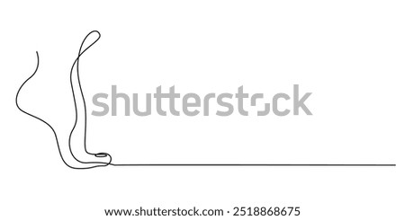 continuous line of feet on tiptoes.simple one line drawing of bare human feet and standing on tiptoes.single line vector illustration