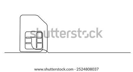 one continuous line drawing of sim card.one line drawing of 5g sim card icon.single line vector illustration.isolated white background