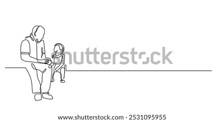 one continuous line drawing of grandfather and grandson.one line drawing of grandfather telling a story to grandson.single line of grandfather and grandson's relationship.one line vector illustration.