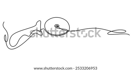 one continuous line drawing of pizza cutter.one line drawing of pizza cutting tool.single line vector illustration.isolated white background