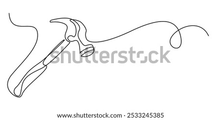 one continuous line drawing of hammer.one line drawing of hammer icon in repair and construction business.single line vector illustration of iron hammer.isolated white background