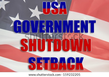 USA Government Shutdown Setback American Flag Background