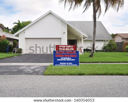 Real Estate Open House Suburban Home Snout Garage Back Split Style Home Residential Neighborhood USA