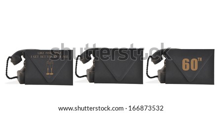 60 Celebration Black Envelope Telephone isolated on white background