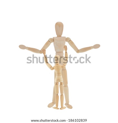 Child mannequin wants to be lifted up Family Mannequins isolated on white background