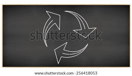 Arrows in Circular motion on blackboard isolated on white background