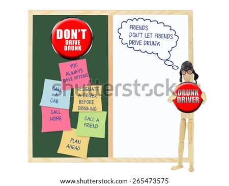 Drunk Driver: Friends don\'t let friends drive drunk thought bubble: Don\'t Drive drunk chalk board whiteboard post it notes  (you always have options, call home, call friend, call a cab)