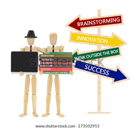 Stack of Books (Ideas, Brainstorm, Inspiration, Creativity, Innovation, Success, Think Outside the box) Laptop Directional arrows