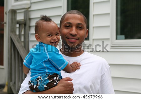 Biracial African American Family Backyard Smiling