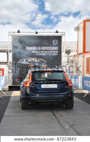 ALICANTE, SPAIN - OCT 16: Volvo, a Swedish car manufacturer, auto safety demonstration area at 2011-2012 Vovo Ocean Race village in Costa Blanca Alicante, Spain on Oct 16, 2011.