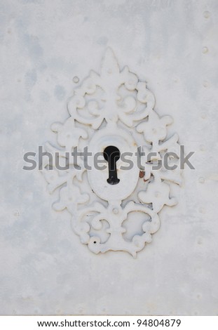 Ancient Arabic Design Keyhole on door of Mediterranean Church in Spain Europe