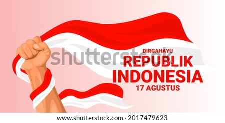 Happy Indonesian Independence Day, Dirgahayu Republik Indonesia, meaning Long live Indonesia, Vector illustration.