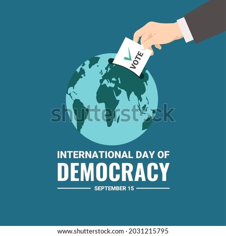 Vector illustration, hands voting, as a banner or poster, International Day of Democracy.