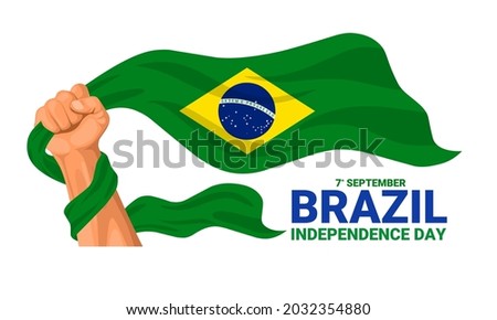 Vector illustration, hand holding brazil flag, as banner or background, Brazil independence day.