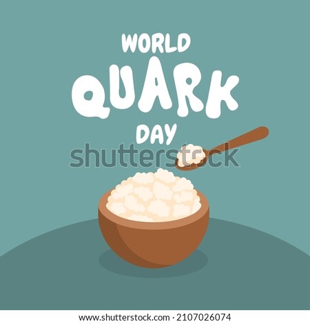 Vector illustration, quark cheese in a bowl, as a banner or poster, world quark day.