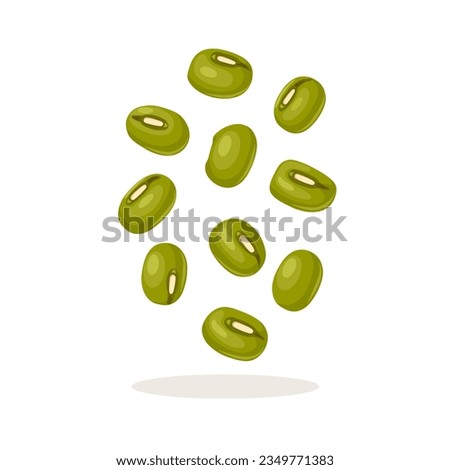 Vector illustration, green beans or Vigna radiata, also called green gram, isolated on white background.