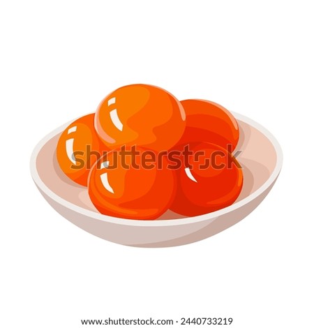 Vector illustration, salted egg yolk, isolated on white background.