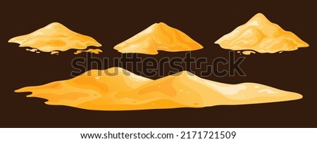 Sand pile, heap, sandy dune isolated on white background. Decorative design element of manufacturing material. Cartoon vector illustration