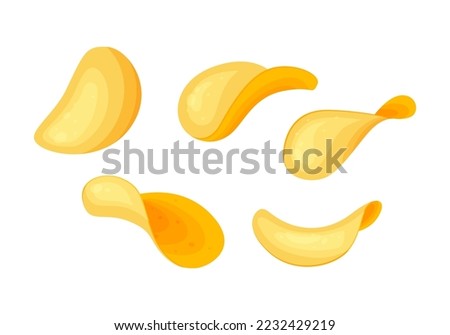 Crispy food potato chips, Traditional Mexico nacho in cartoon style isolated on white background. Vector illustration.