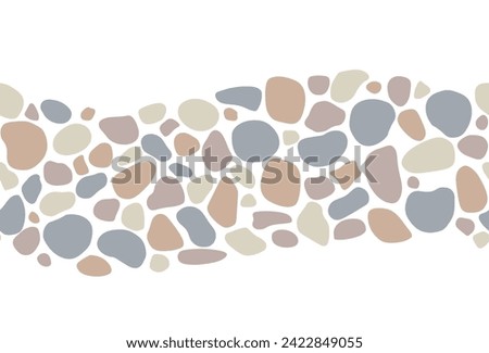 Smooth pebble stone seamless pattern. Gravel cobblestone texture background. Garden walkway landscape. vector floor illustration