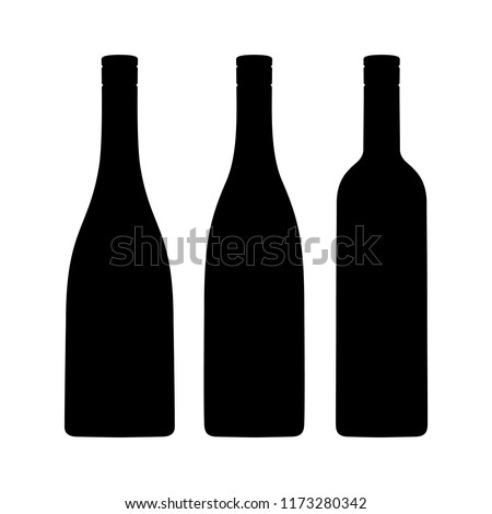 Various wine bottle shapes. Vector.