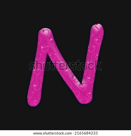 The pink jelly letter N is isolated on black background. High-quality image Stock foto © 