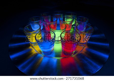 Shot Glasses with Glow Stick Juice