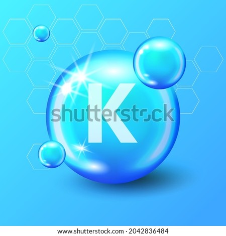 Mineral blue shining pill capsule icon. K Kalium Vector. Mineral Blue Pill Icon. Vitamin Capsule Pill K Kalium Icon. Substance For Beauty, Cosmetic, Heath Promo Ads Design. 3D Mineral Complex K Kalium Stock fotó © 