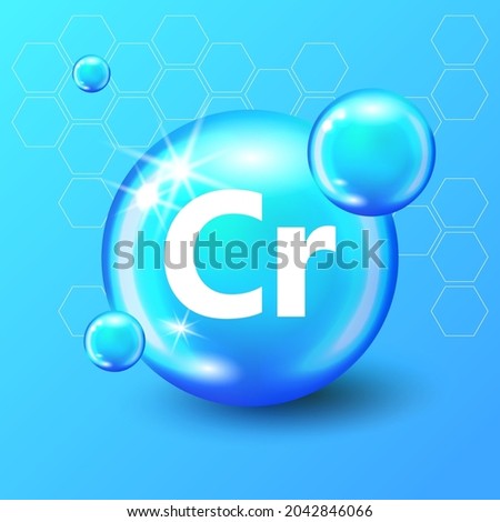 Mineral Cr Chromium blue shining pill capsule icon. Cr Chromium Vector. Mineral Blue Pill Icon. Vitamin Capsule Pill Icon. Substance For Beauty, Cosmetic, Heath Promo Ads Design. 3D Mineral Complex